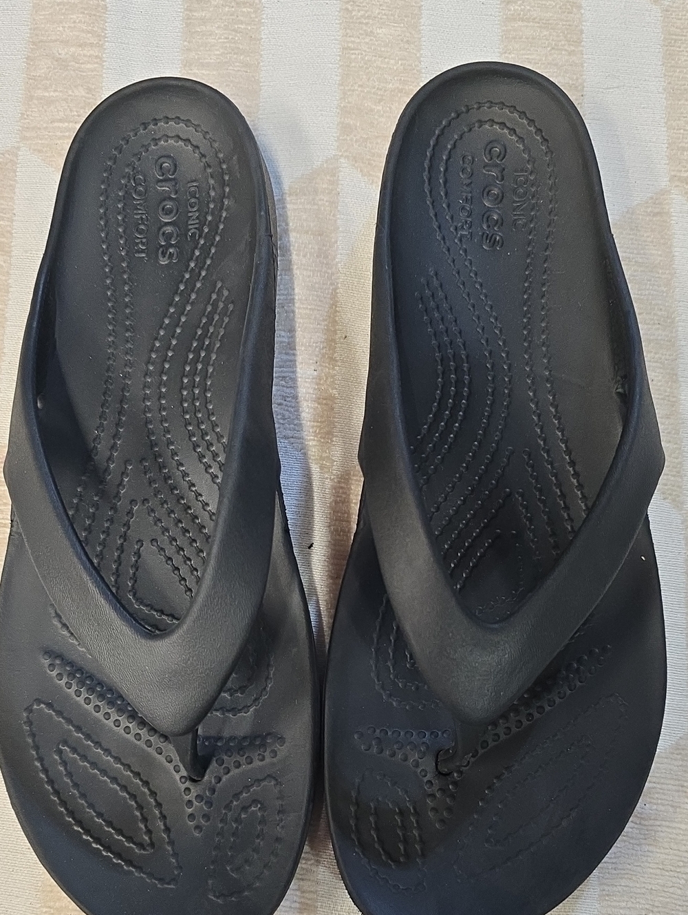 CROCS Womens  Black Contoured Flip Sandals